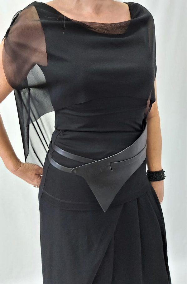Shirt van Xenia, Zwart shirt met voile, Xenia Design bij sjazz