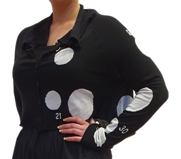 Strick Jacke black print
